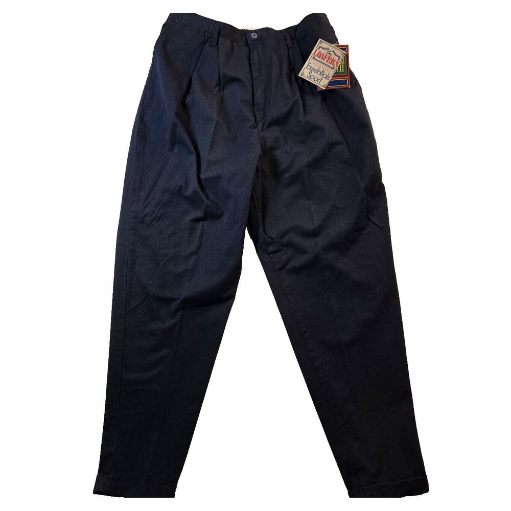 NWT Vintage Essentials Sport II Mens Large 36x30 Black Pleated Elastic Pants - Picture 7 of 9